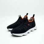 Hermes Cles Sneakers Shoes Fabric Black Orange H Logo