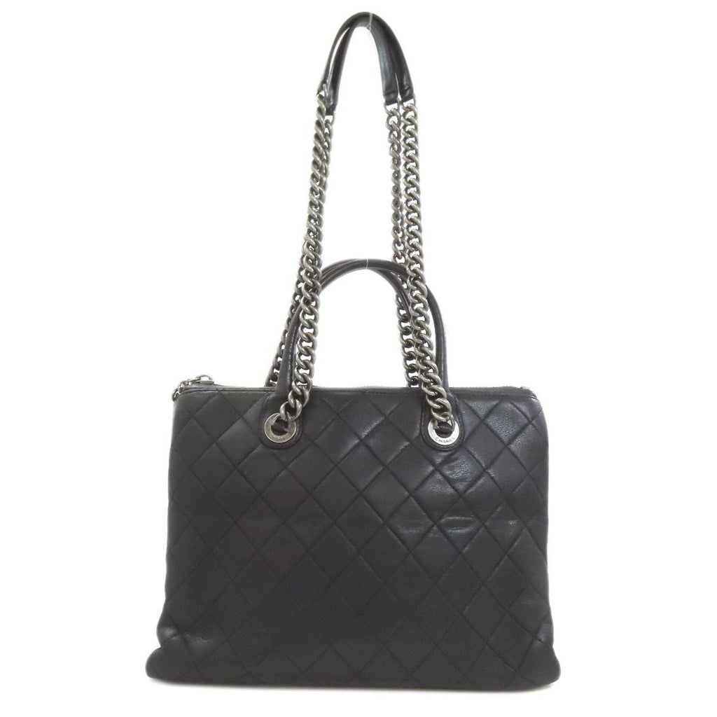 Chanel Quilted 2-Way Silver Tote Calf