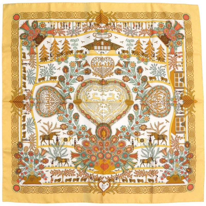 Hermes Carre 90 Decoupages Cut-Out Silk Multicolor Scarf 0750
