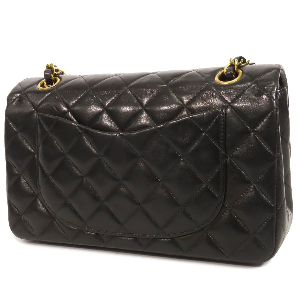 Chanel Chain Black Gold Lambskin Quilted 23 Double Flap Shoulder Bag — view 2