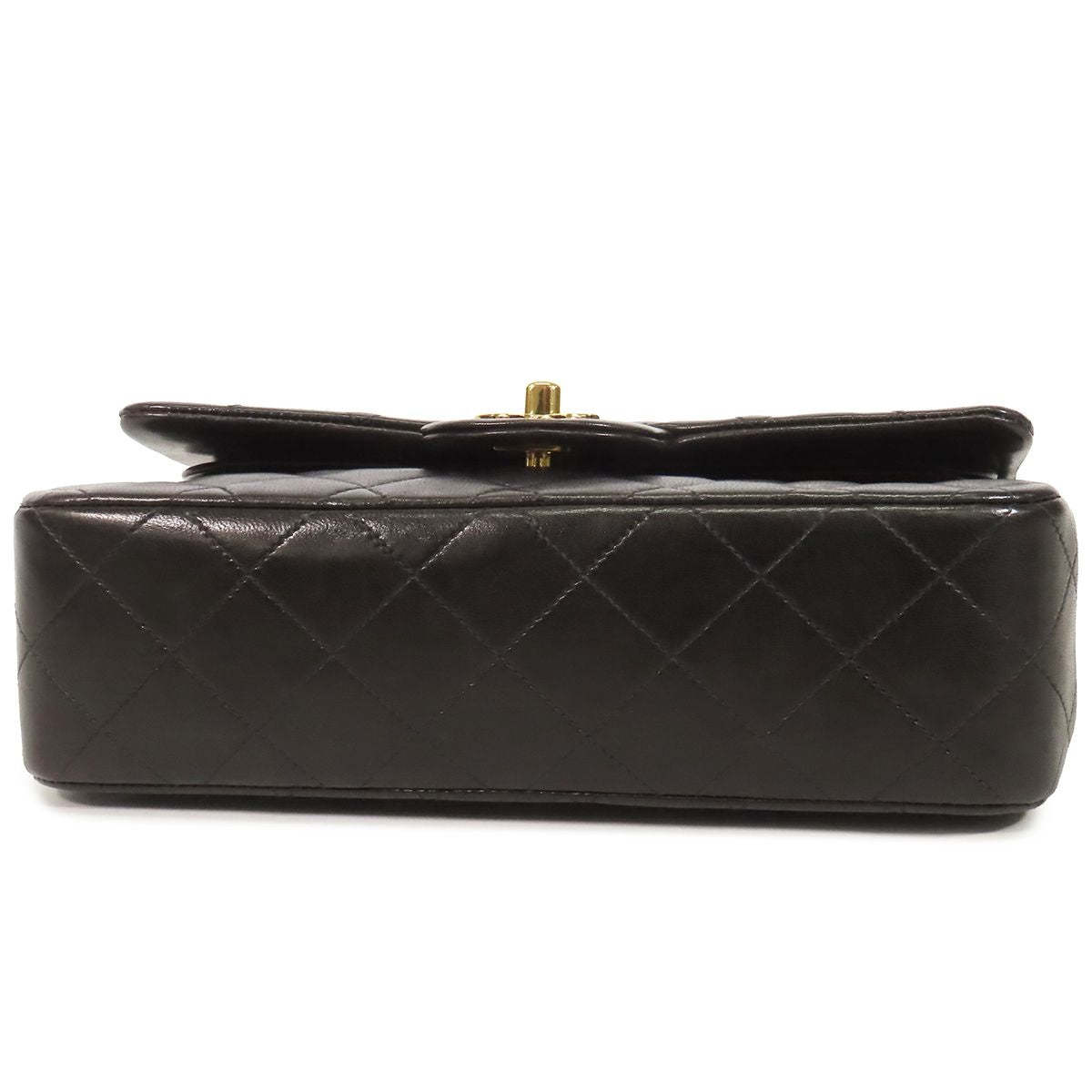 Chanel Chain Black Gold Lambskin Quilted 23 Double Flap Shoulder Bag — view 3