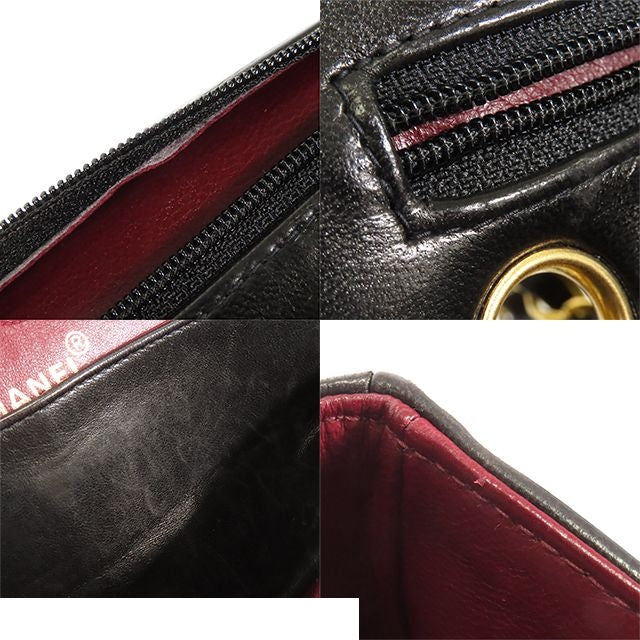 Chanel Chain Black Gold Lambskin Quilted 23 Double Flap Shoulder Bag — view 7