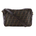 Fendi Zucca Nylon Canvas Leather Brown Shoulder Bag