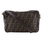 Fendi Zucca Nylon Canvas Leather Brown Shoulder Bag