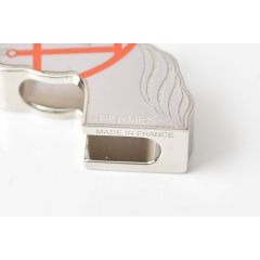 Hermes Scarf Ring Holder Twillye Cadrige Horse Orange Silver — view 3