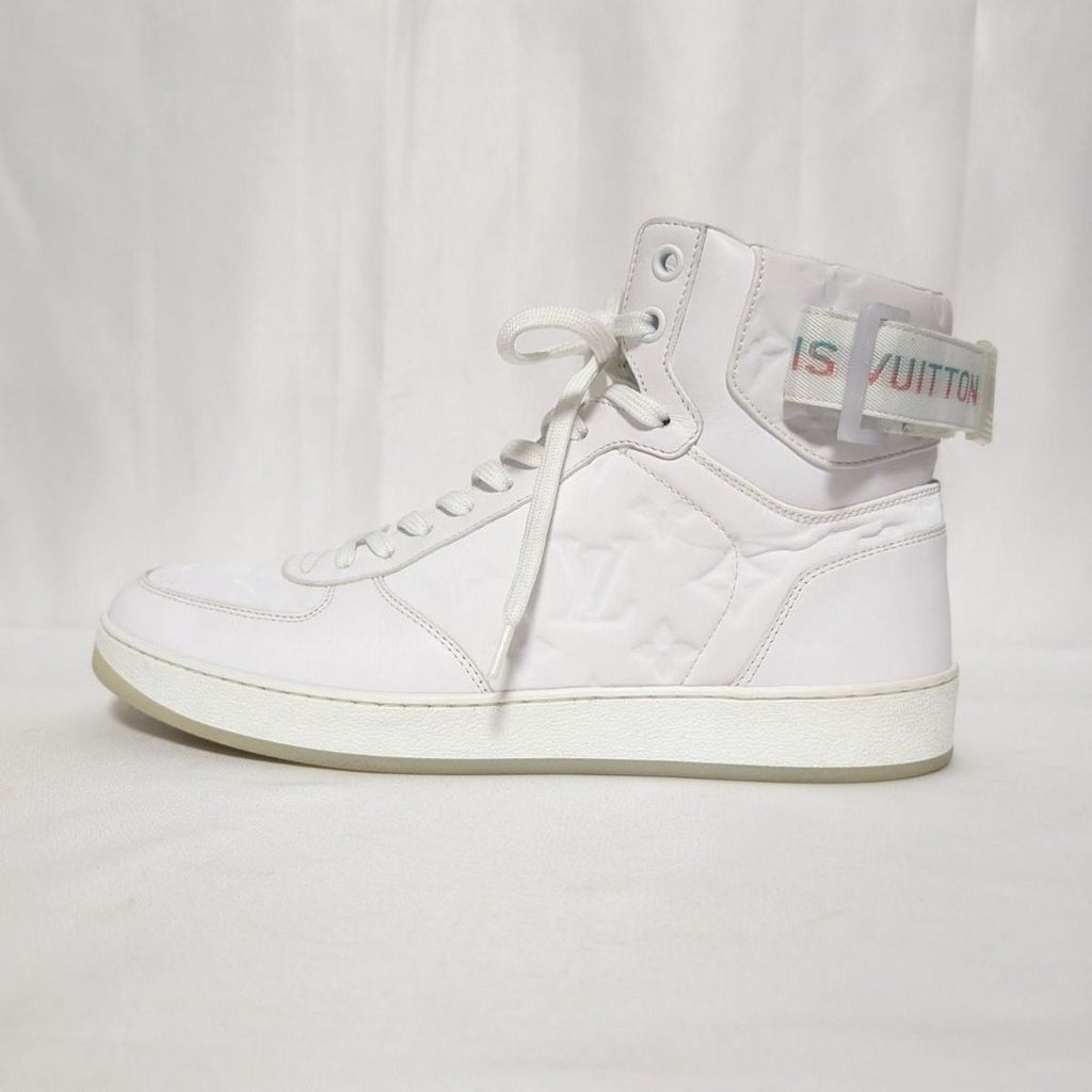 Louis Vuitton Rivoli Line Sneakers High Cut Monogram White Embossed Shoes — view 2