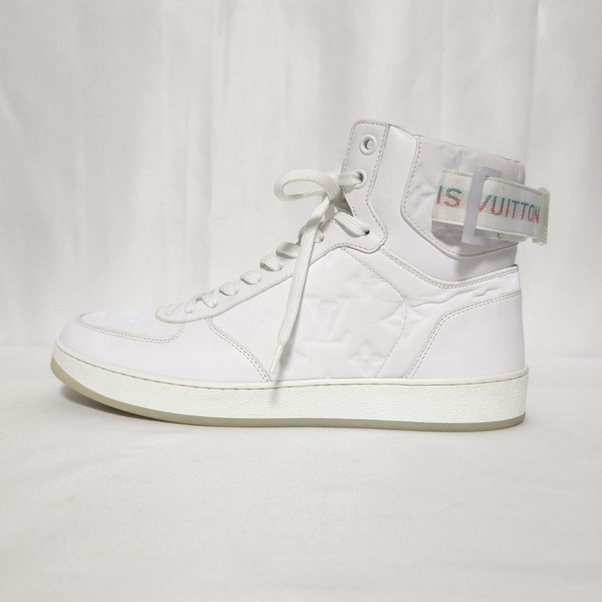 Louis Vuitton Rivoli Line Sneakers High Cut Monogram White Embossed Shoes — view 2