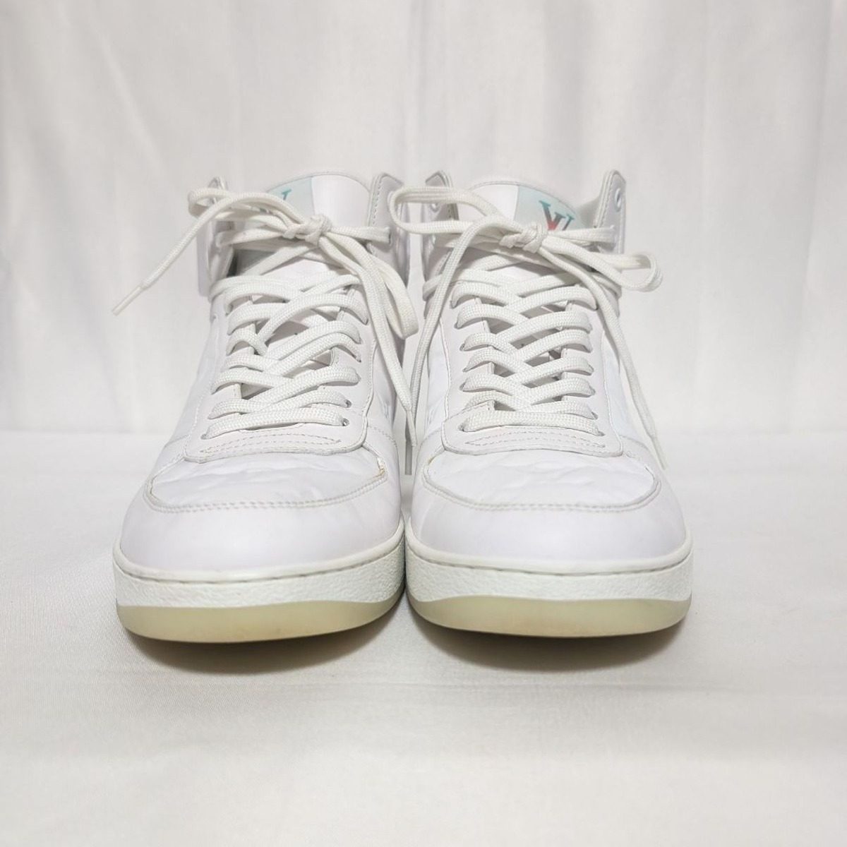Louis Vuitton Rivoli Line Sneakers High Cut Monogram White Embossed Shoes — view 4