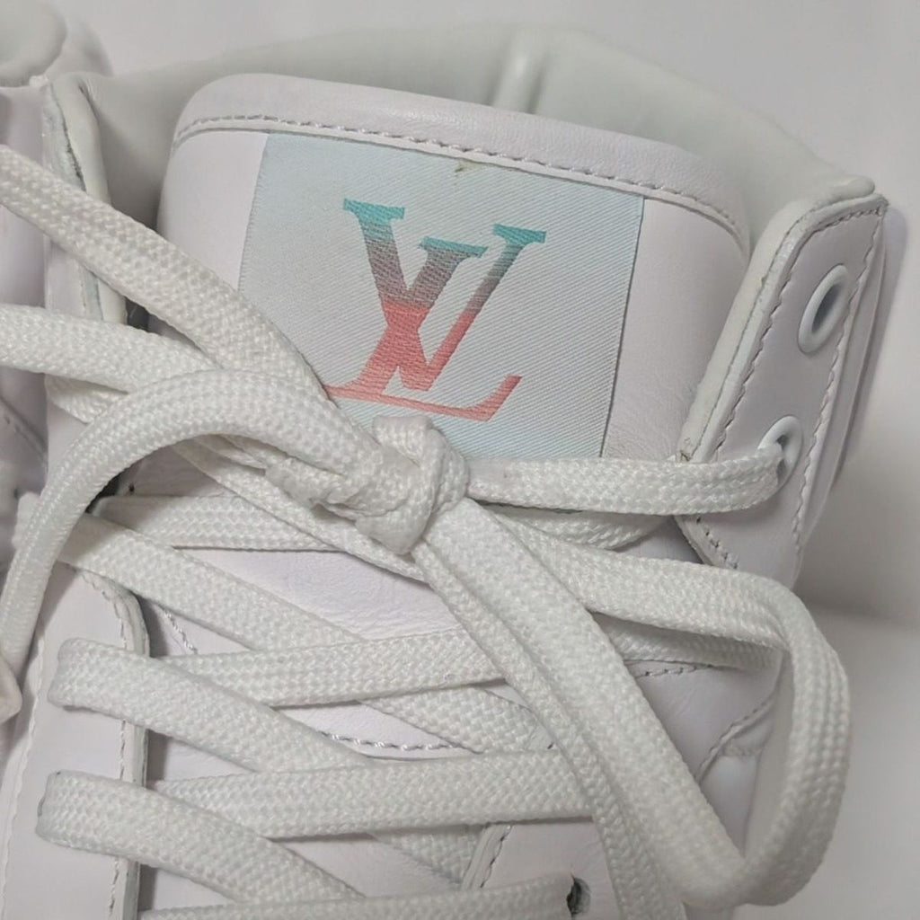 Louis Vuitton Rivoli Line Sneakers High Cut Monogram White Embossed Shoes — view 8