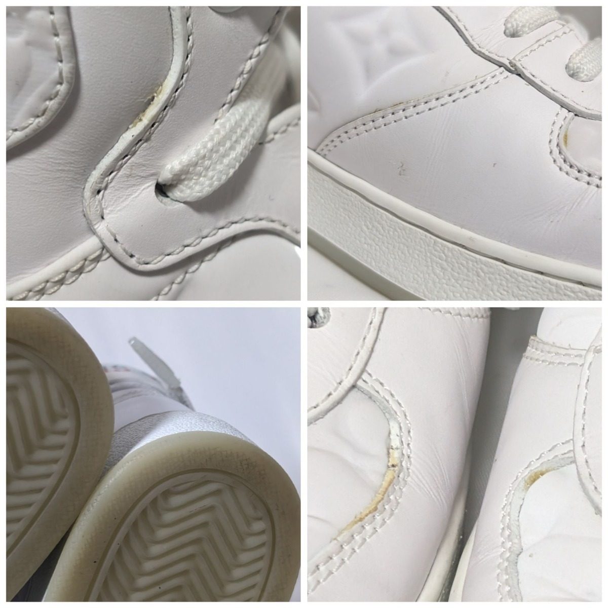 Louis Vuitton Rivoli Line Sneakers High Cut Monogram White Embossed Shoes — view 9