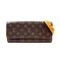 Louis Vuitton Pochette Twin GM Monogram Leather Brown Light Shoulder Bag Gold