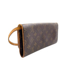 Louis Vuitton Pochette Twin GM Monogram Leather Brown Light Shoulder Bag Gold — view 2