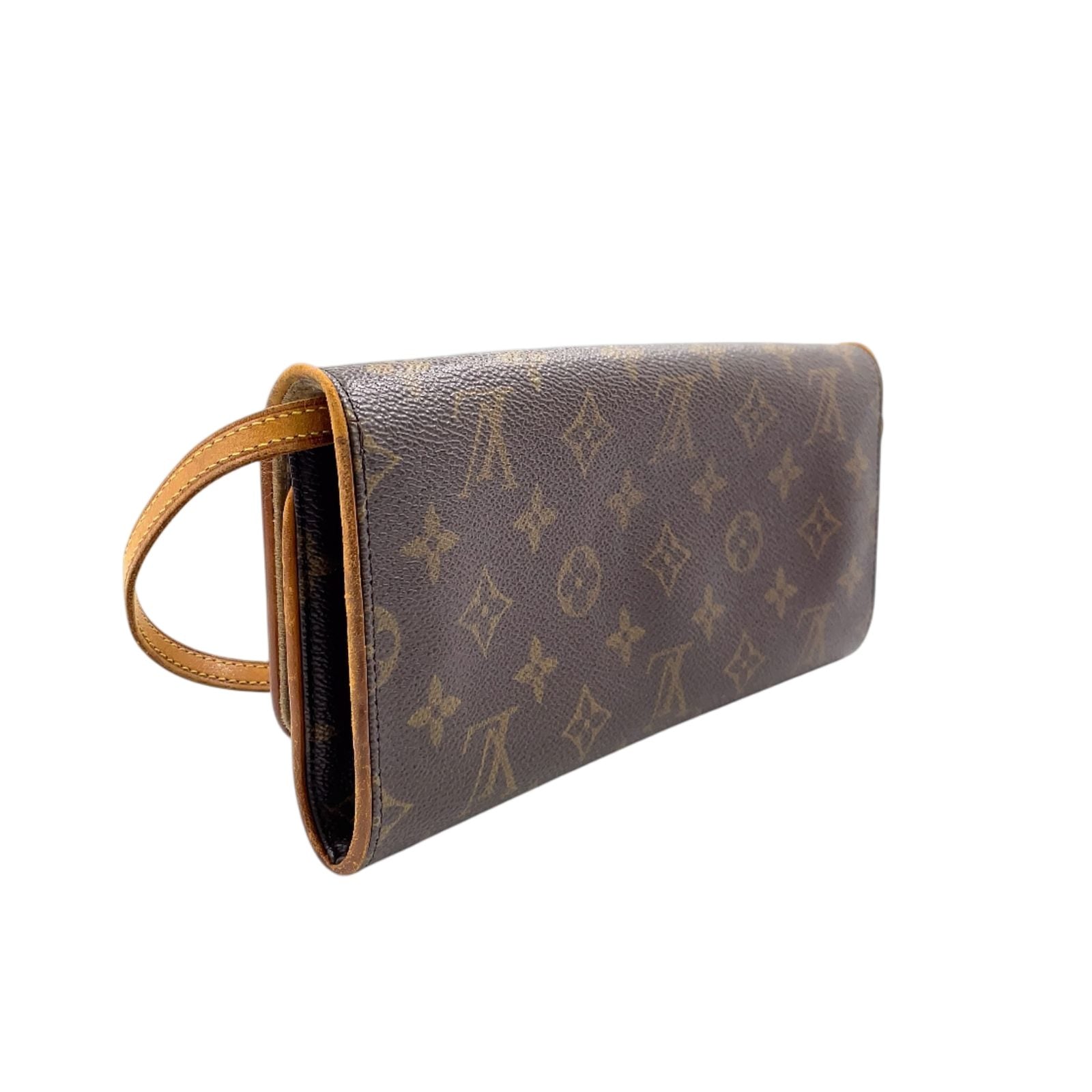 Louis Vuitton Pochette Twin GM Monogram Leather Brown Light Shoulder Bag Gold — view 2