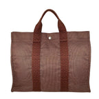 Hermes Her Line MM Canvas Cotton Brown Tote Silver — view 2