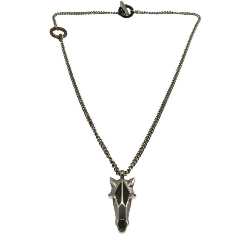 Hermes Destrier Gd0233 Metal Buffalo Horn Silver Necklace 1382 — view 2