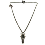 Hermes Destrier Gd0233 Metal Buffalo Horn Silver Necklace 1382