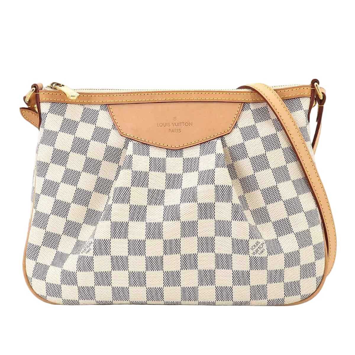 Louis Vuitton Damier Azur Siracusa PM Shoulder Bag Gold