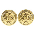 Chanel Coco Mark Quilted Vintage Gold Plated 31 g Earrings