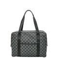 Gucci GG Canvas Business Bag Handbag Grey Black Leather