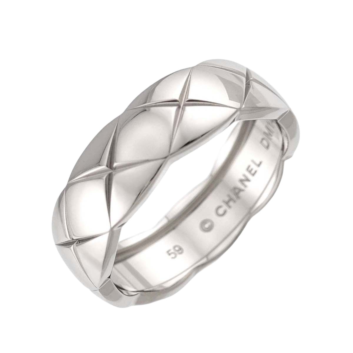 Chanel Coco Crush 59 Ring 18k WG 750 Quilted