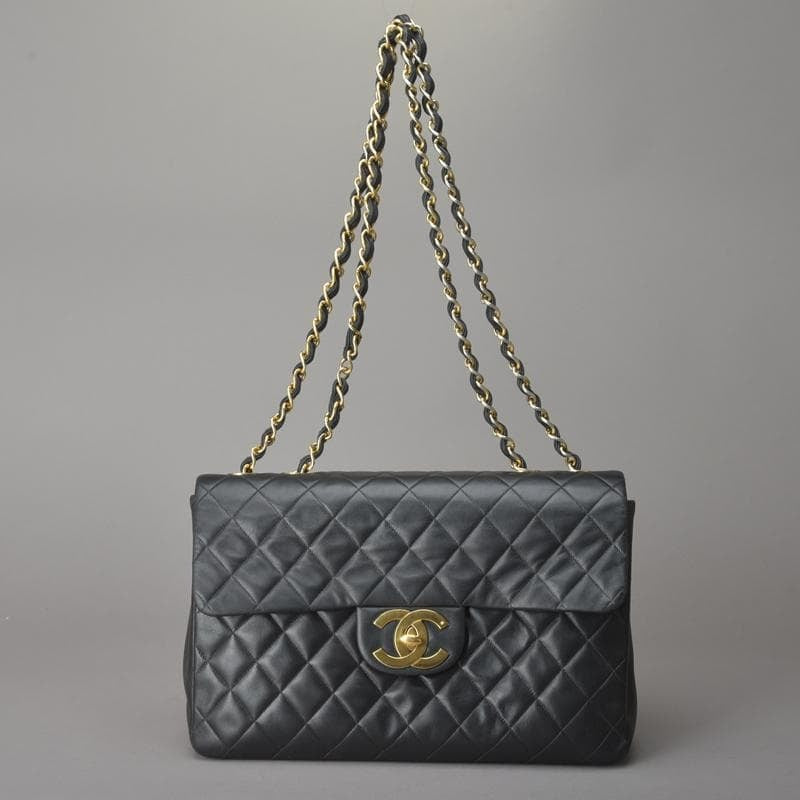 Chanel Deca Quilted 34 Chain Shoulder Bag Black — view 2