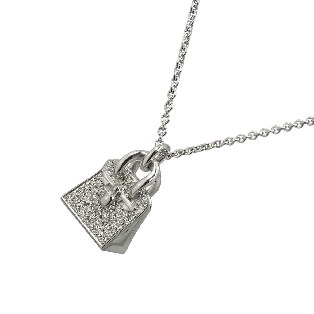 Hermes Amulet Birkin Diamond Necklace 40 cm 18k WG