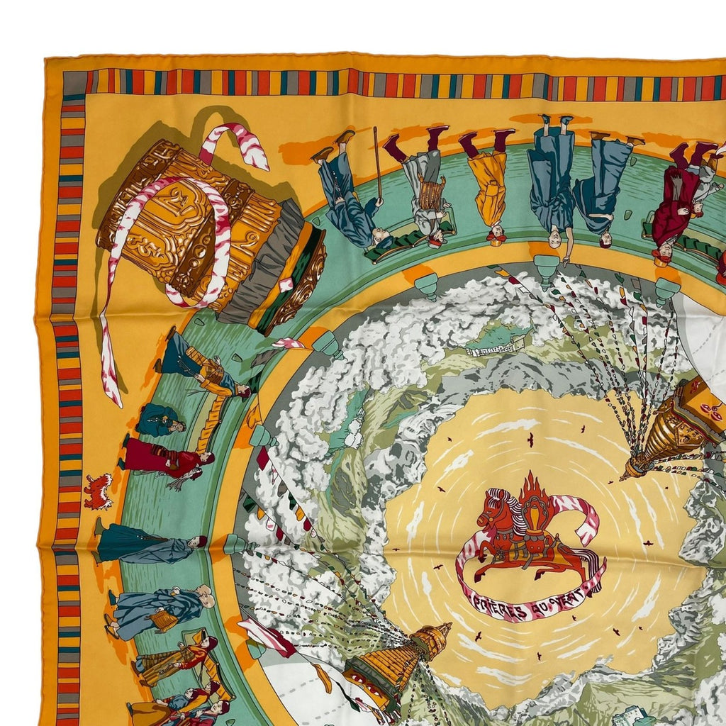 Hermes Scarf Silk Carre 90 Prieres AU Vent Prayer in the Wind Yellow — view 2
