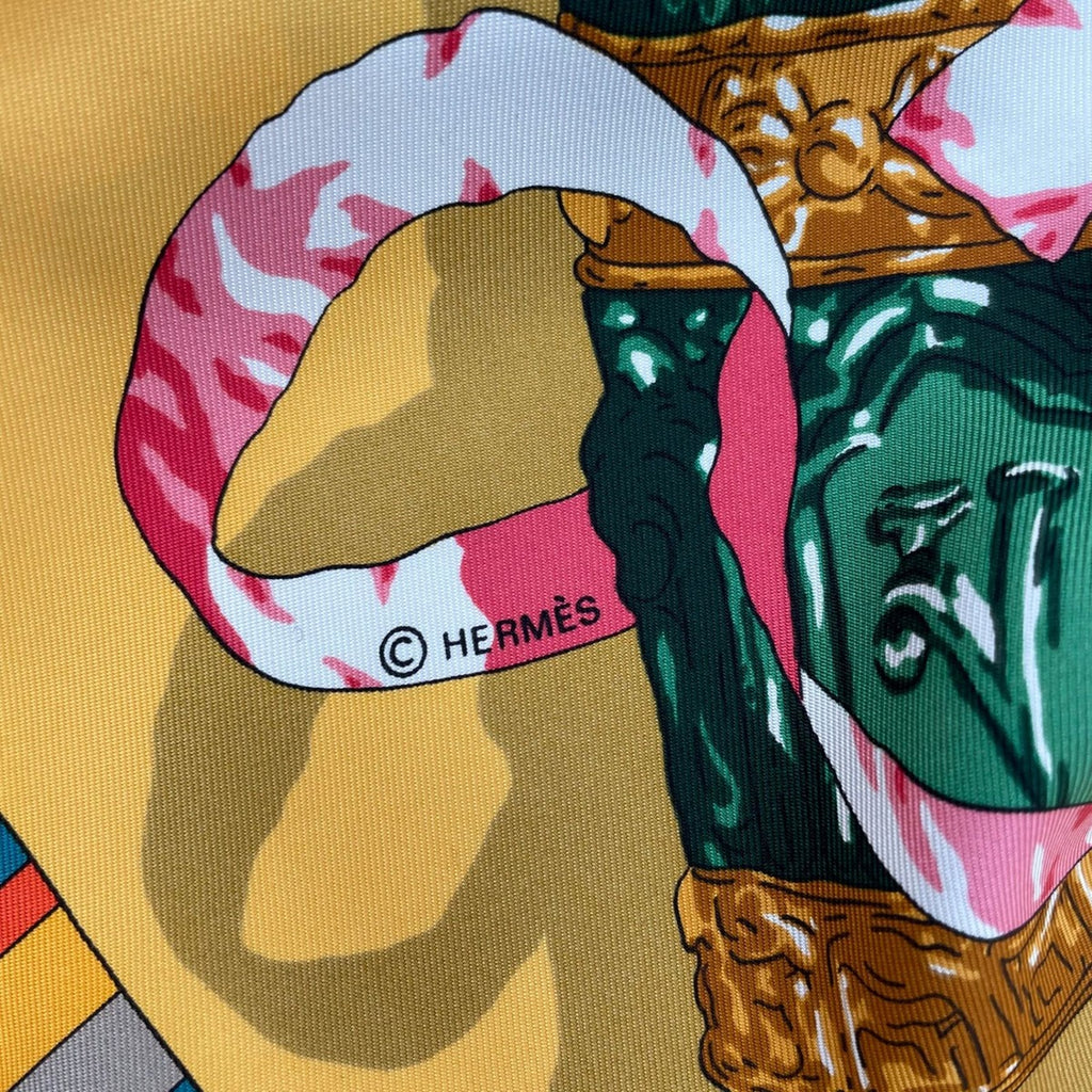 Hermes Scarf Silk Carre 90 Prieres AU Vent Prayer in the Wind Yellow — view 9