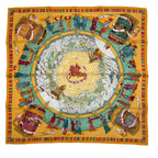 Hermes Scarf Silk Carre 90 Prieres AU Vent Prayer in the Wind Yellow