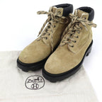 Hermes Fair Leather Lace Up Mouton Ankle Boots Short Beige 44 Handbag — view 2