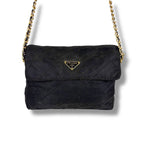 Prada Quilted Chain Shoulder Bag Triangle Logo Black Tessuto Nylon — view 2
