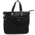 Prada Tote 2-Way Shoulder Bag Nylon Leather Nero Black Silver