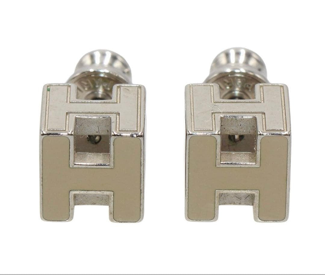 Hermes Cage D'h Cube H Logo Earrings