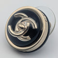 Chanel Earrings CC Logo Gold Black Round