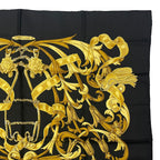 Hermes Scarf Silk Carre 90 Lemors a la Conetable Elegance Black Gold — view 3
