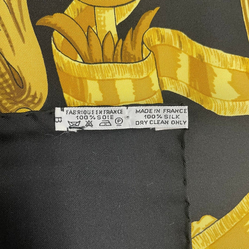Hermes Scarf Silk Carre 90 Lemors a la Conetable Elegance Black Gold — view 8