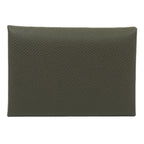 Hermes Calvi Duo Card Case Coin Dark Brown Silver