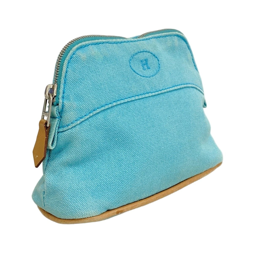 Hermes Pouch Bolide Canvas Blue Silver — view 2