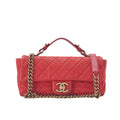 Chanel Chain Shoulder Bag Quilted Turnlock 2-Way Caviar Leather Red Gold Hardware