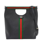 Gucci GG Embossed Ophidia 2-Way Tote Shoulder Bag Leather Black Gold