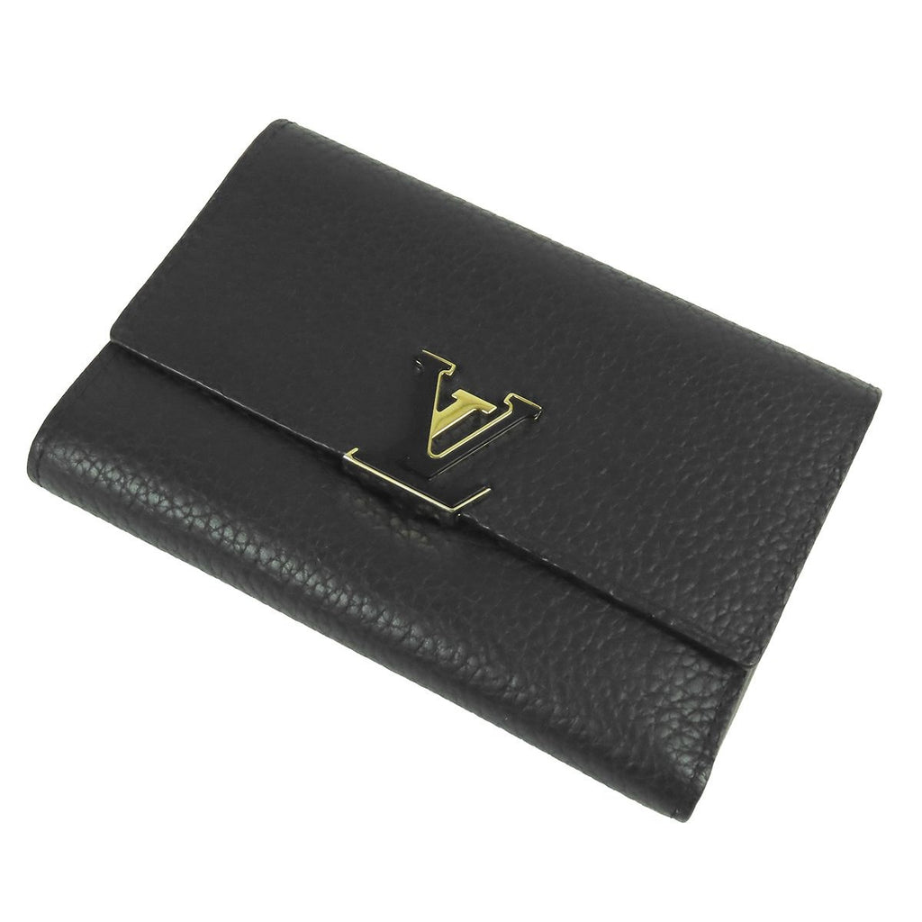 Louis Vuitton Portefeuille Capucines Compact Black Noir Hot Pink Taurillon