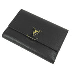 Louis Vuitton Portefeuille Capucines Compact Black Noir Hot Pink Taurillon