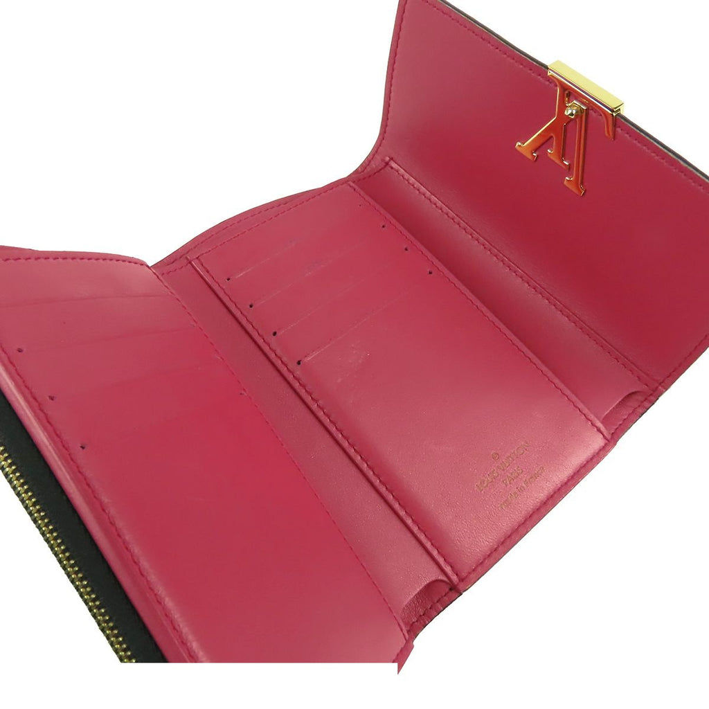 Louis Vuitton Portefeuille Capucines Compact Black Noir Hot Pink Taurillon — view 4