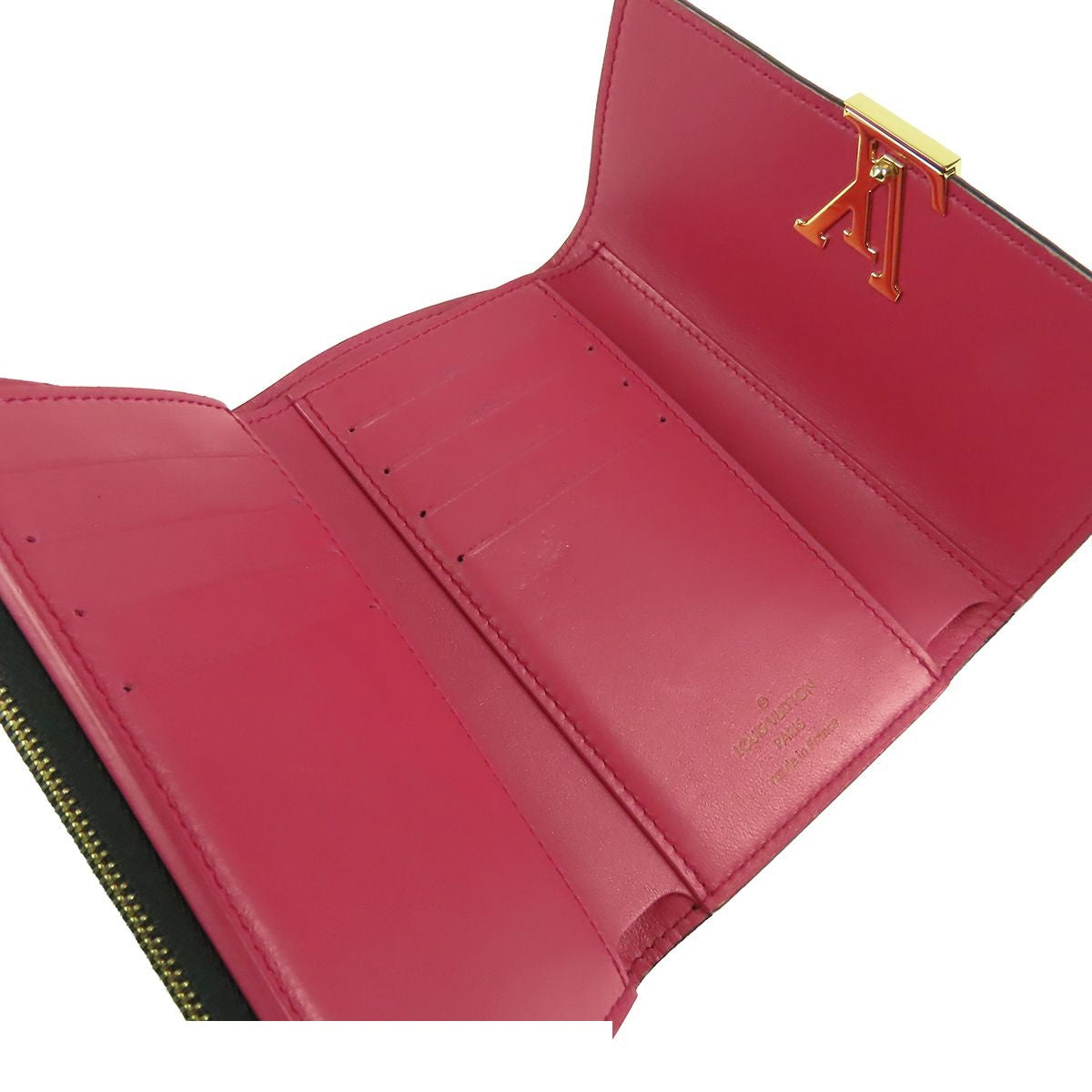 Louis Vuitton Portefeuille Capucines Compact Black Noir Hot Pink Taurillon — view 4