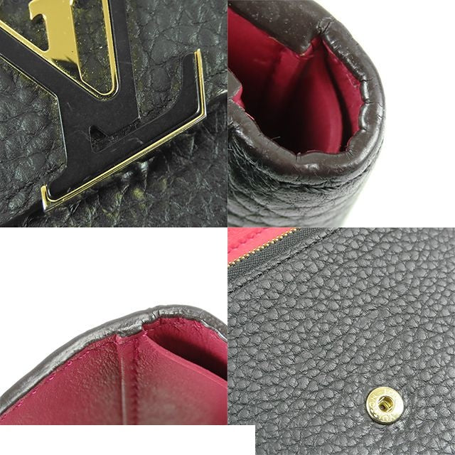 Louis Vuitton Portefeuille Capucines Compact Black Noir Hot Pink Taurillon — view 7