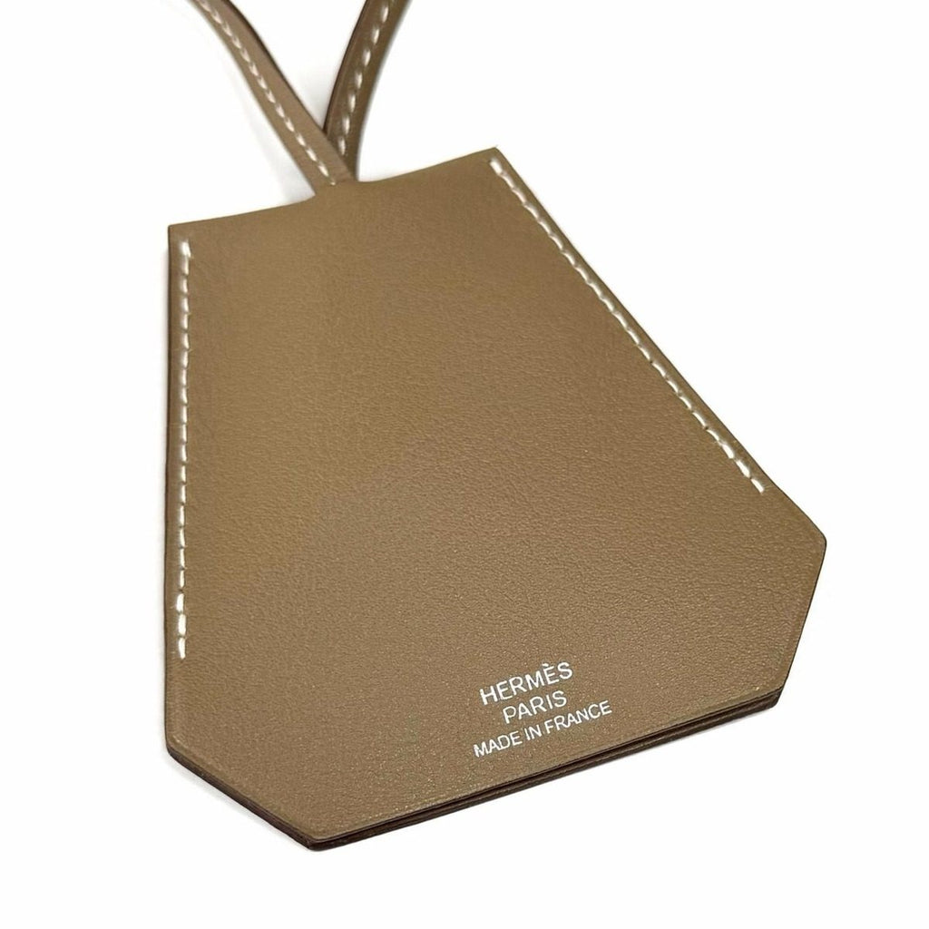 Hermes Etoupe Silver Leather Clochette Necklace Charm — view 3