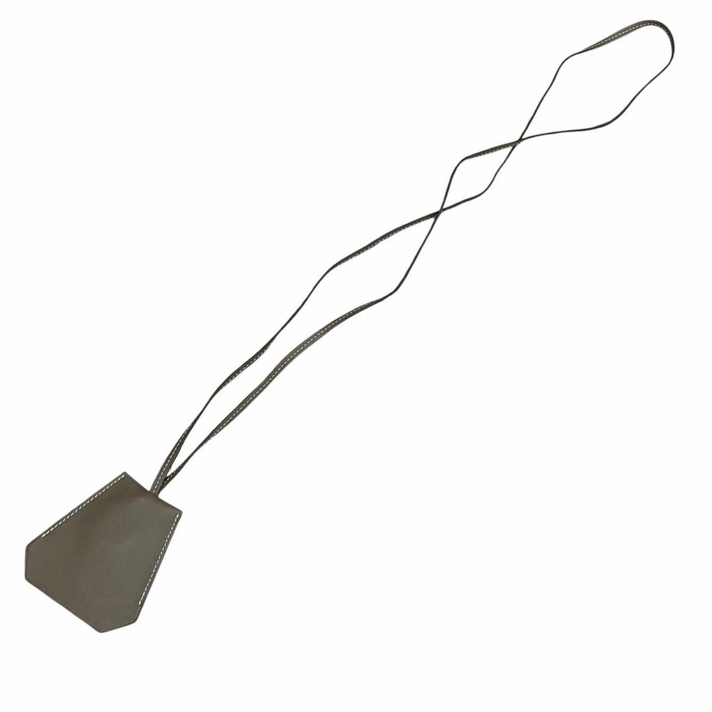 Hermes Etoupe Silver Leather Clochette Necklace Charm — view 5