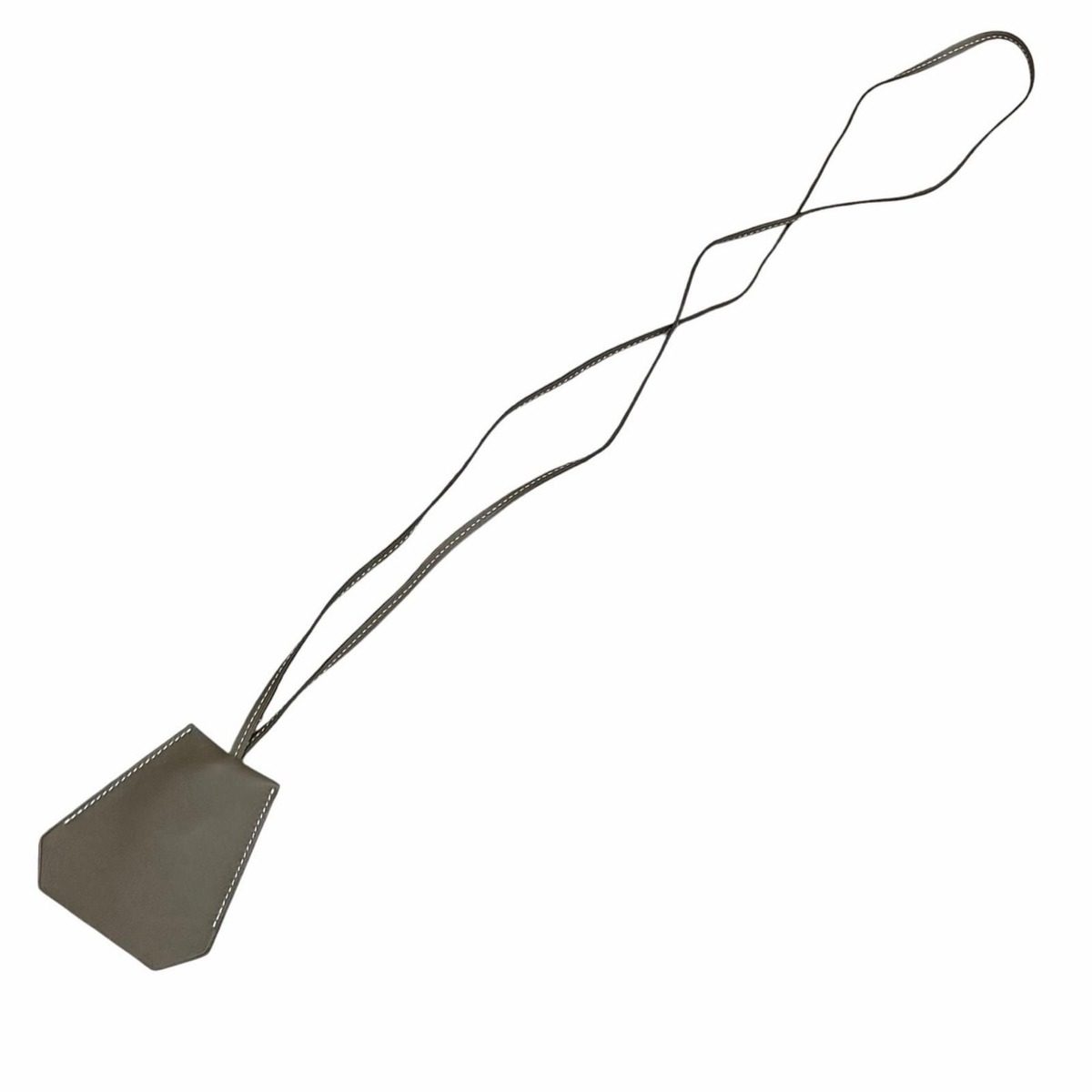 Hermes Etoupe Silver Leather Clochette Necklace Charm — view 5