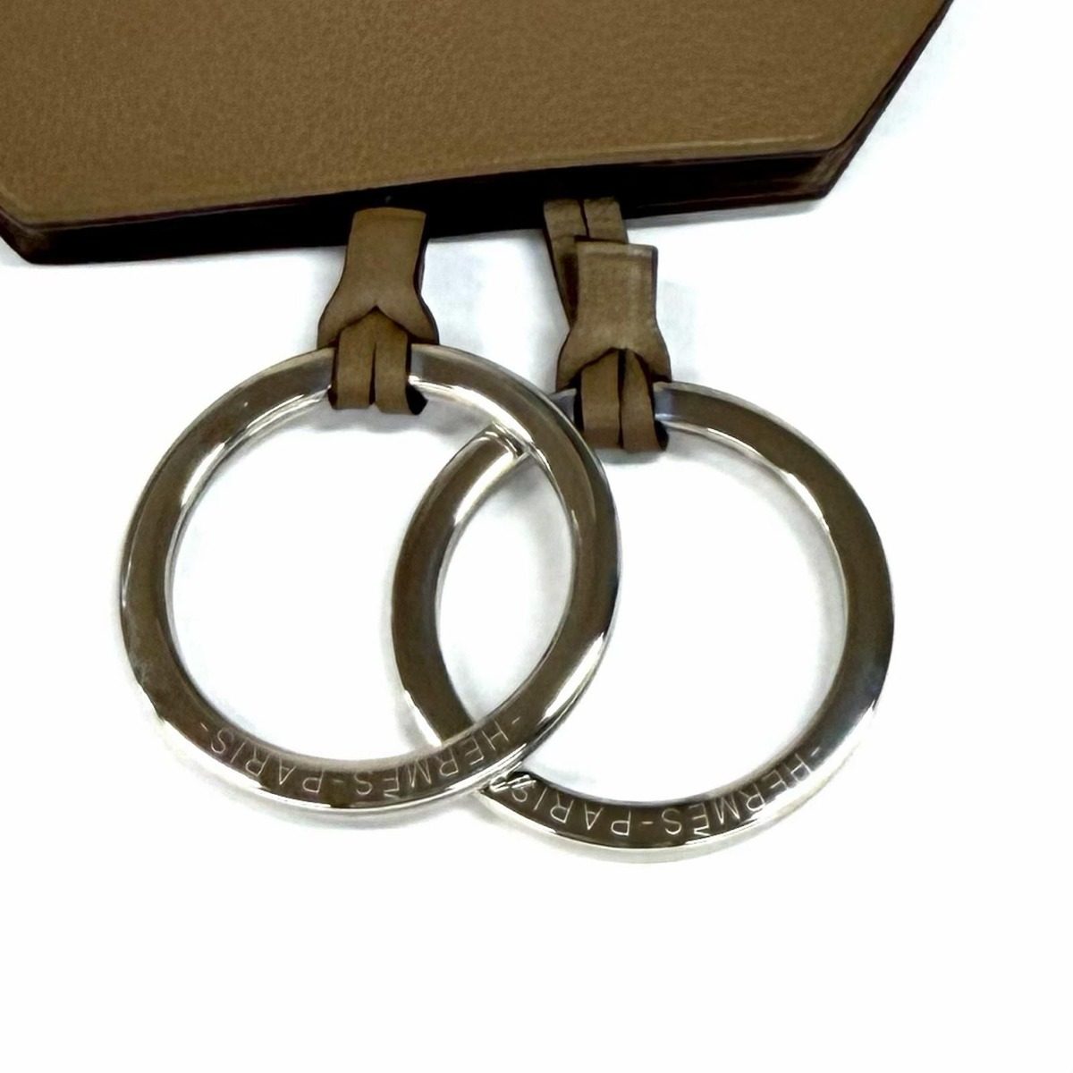 Hermes Etoupe Silver Leather Clochette Necklace Charm — view 8