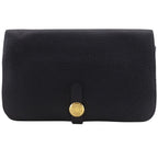 Hermes Dogon GM Taurillon Clemence Black Gold I Wallet